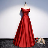 LTP0310,Off the shoulder a line prom dress satin red prom dresses