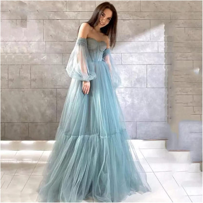 LTP1519,Off The Shoulder Pleated Long Prom Evening Dresses A-Line Formal Gown