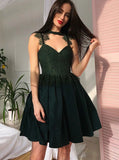LTP1515,Dark Green A-Line Homecoming Dresses,Short Party Dress