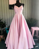 LTP0353,Pink Evening Dresses Spaghetti Straps Long Prom Dress A-Line Prom Dresses