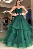 LTP1183,Emerald Green Tulle Prom Dresses,Ruffles A-Line Birthday Gown
