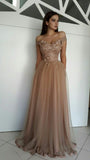 LTP0134,Off Shoulder Lace Beaded Cheap Long Evening Prom Dresses