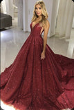 LTP0555,Sparkly Tight Long Ball Gown Sequin Shiny Burgundy Princess Prom Dresses
