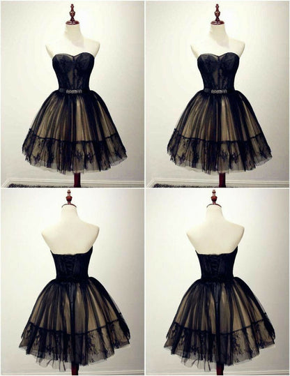 LTP0634,Princess black lace homecoming dresses ball gown mini prom dresses