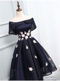 LTP0631,Black off the shoulder high low homecoming dresses prom dress short evening dress
