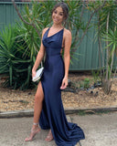 LTP1570,Sexy Navy Blue Prom Dresses,Long Evening Dress,Criss Back Formal Gown