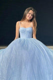 LTP0962,Baby blue sparkle a line prom dresses spaghetti straps sequin evening dress