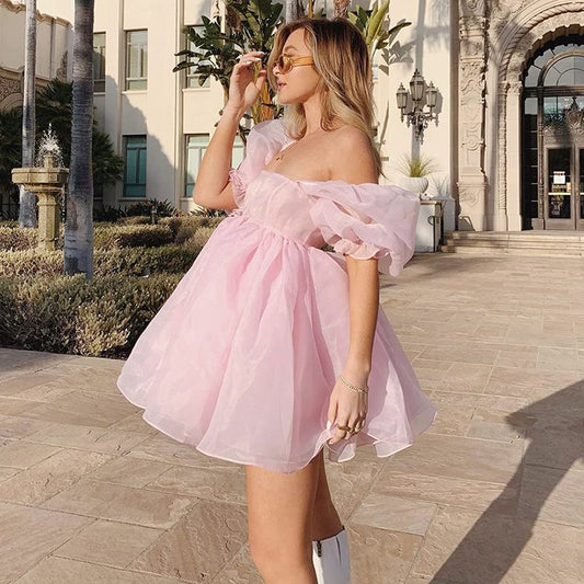 LTP1279,Sweet Pink Organza Homecoming Dresses,A-Line Graduation Dress