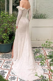 LTP1708, Gorgeous White Sequined Long Prom Dresses, Off the Shoulder Wedding Gown