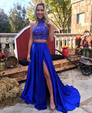 LTP0529,Popular two pieces beaded prom dresses with split