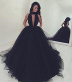 LTP0870,Charming black sexy prom dress a-line tulle prom dresses black evening dress long formal gown