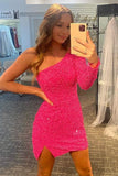 LTP1318,Charming one shoulder sequined homecoming dresses mini cocktail dress