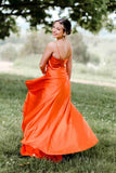 LTP1265, Cowl Neck Green Satin A-Line Formal Dress with Slit