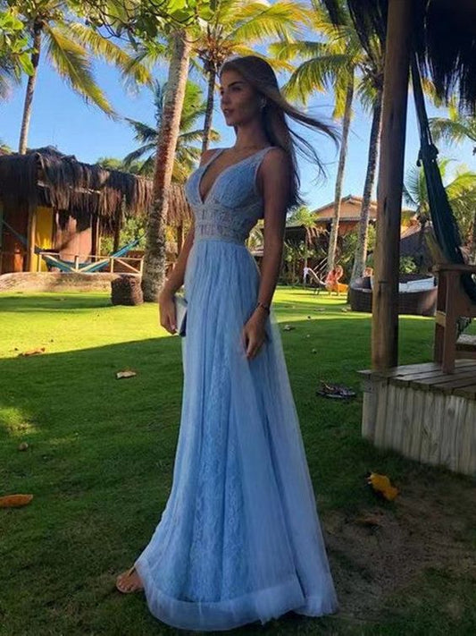 LTP1197,Deep V-neck Lace Newest Long Prom Dresses, A-line Prom Dresses,2023 Girl Evening Party Dresses