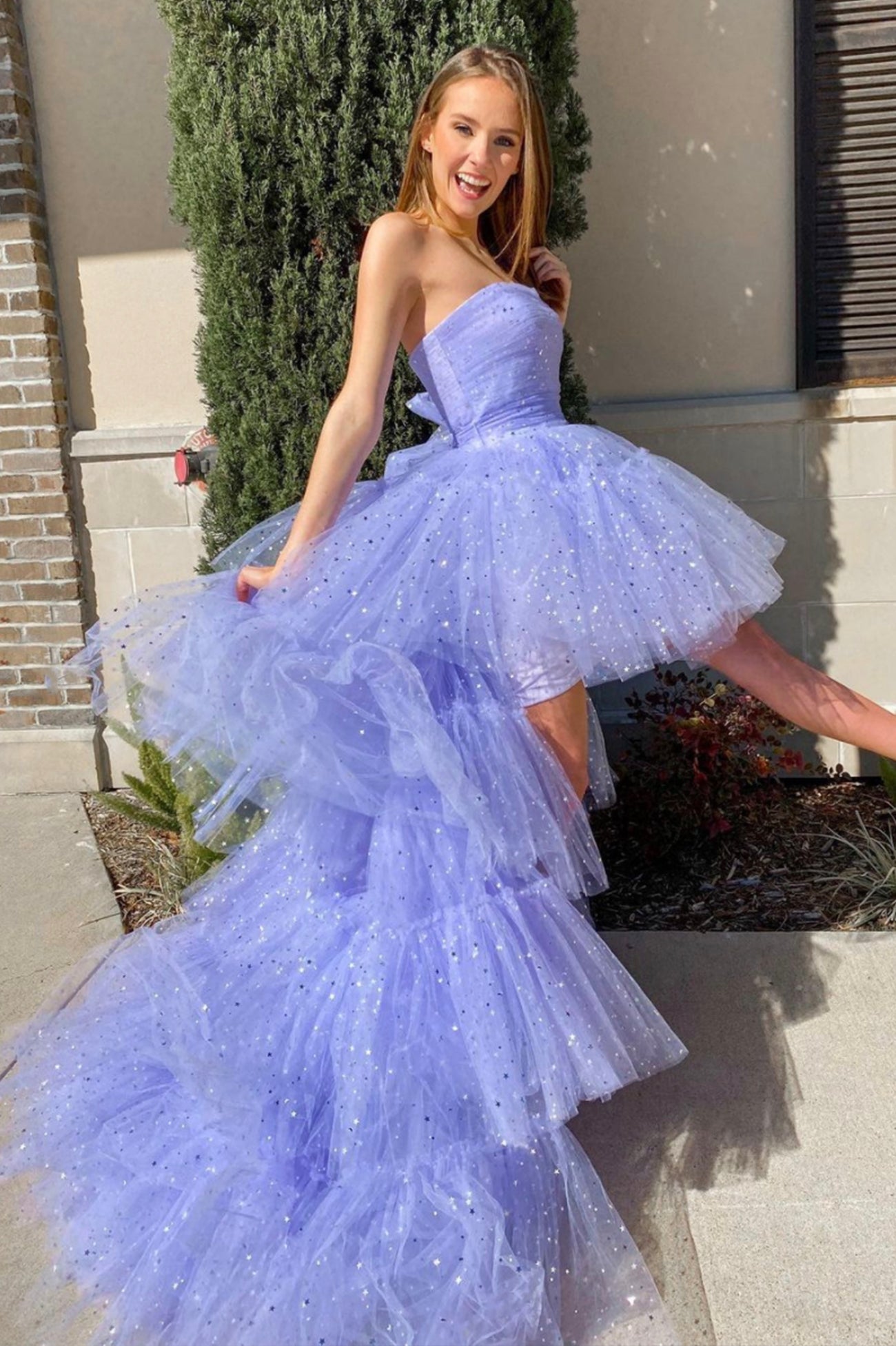 LTP0667,Purple Tulle A-line Homecoming Dresses for Women Long Prom Dresses Purple Evening Dresses