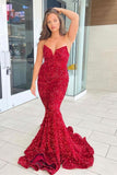 LTP1262,Sweetheart Sequins Mermaid Long Formal Dress, Sleeveless Bodycon Prom Evening Dresses