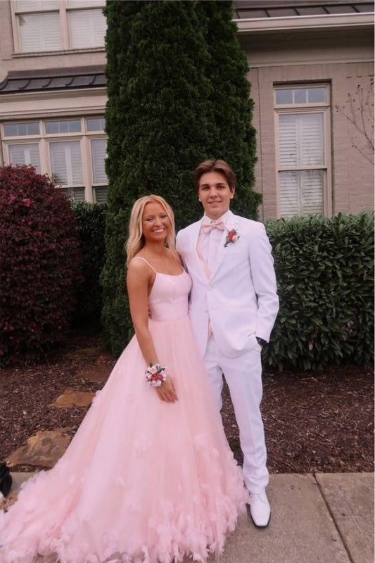 LTP0225,Pink Tulle Spaghetti Straps Sweet 16 Prom Dress, Floor Length Tulle Formal Dress