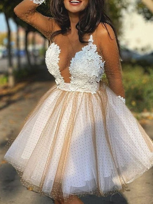 LTP0494,White Homecoming Dresses Lace Mini Hoco Dress School Dance Gown