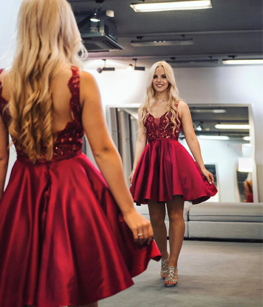 LTP1299,Red Homecoming Dresses A-Line Graduation Gown