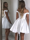 LTP0477,White Homecoming Dresses Off The Shoulder Mini Prom Dress