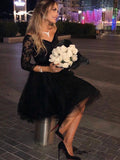 LTP1511,Black off the shoulder lace beaded tulle homecoming dresses a-line short back to school dress