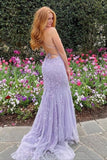 LTP0901,Lavender prom dress applique mermaid evening dresses tulle prom dresses
