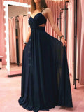 LTP0651,Navy Blue Sweetheart Chiffon Prom Dress,Long A line Bridesmaid Dress with Cut Out
