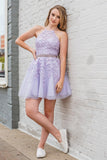 LTP0507,Elegant lilac homecoming dresses beaded applique mini prom dress