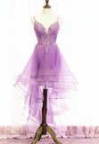 LTP0625,Cute tulle prom dress high low homecoming dresses lace beaded mini party dresses
