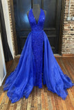 LTP1188,Royal Blue Prom Dresses,Sheath Long Prom Dress,Organza Sash Evening Gown
