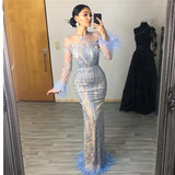 LTP1324,Light Blue Beaded Prom Evening Dresses Luxury Party Dress