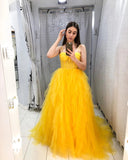 LTP1268,Fashion Yellow Tulle Prom Dresses Birthday Ball Gown