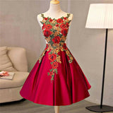 LTP0876,Luxury embroidery a-line homecoming dress red knee length prom dresses