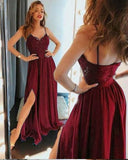 LTP0283,Elegant long prom dress spaghetti straps sheath lace evening dresses