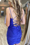 LTP1148,Sparkles Tight Royal Blue Short Homecoming Dress