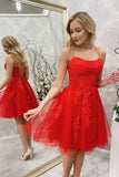 LTP1157,Cute red homecoming dresses,lace mini tulle prom evening dress