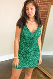 LTP1154,Sparkle green homecoming dresses,mini sequin prom dress short evening dresses