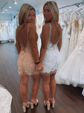 LTP1468,Romantic Lace V-neckline Short Shesth Homecoming Dresses