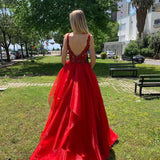 LTP0236,Red Prom Dresses Organza Formal Dress A-Line Evening Dress Red Dance Dresses School Party Gown