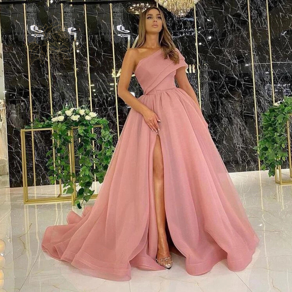 LTP0756,Dusty pink one shoulder a-line prom evening dresses with side Laylatailor Shop LTP0756,Dusty pink one shoulder a-line prom evening dresses with side Laylatailor Shop