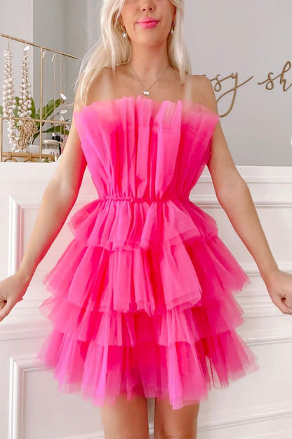 hot pink sweet 16 dress Hot Pink One-Sleeve Faviana Homecoming Dress -PromGirl