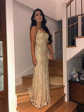 LTP0908,Spaghetti Straps Mermaid Tulle Prom Dresses with Sequins