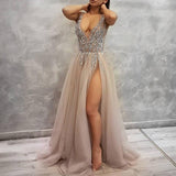 LTP0233,Charming Tulle Evening Dress,High Slit Prom dress