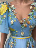 LTP0417,Beautiful Prom Dresses A Line Floor-length Sleeveless Pockets Embroidery Long Chic Tulle Prom Dress