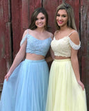 LTP0787,Off the shoulder applique beaded tulle evening formal gown custom made prom dress