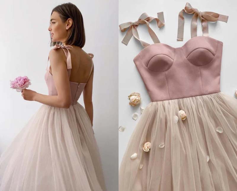 LTP1021,Cute pink top champagne skirt sweetheart a-line prom evening dress