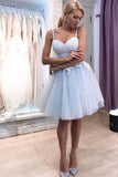 LTP0479,Spaghetti Straps Tulle A-Line Homecoming Dresses Lace Graduation Dress