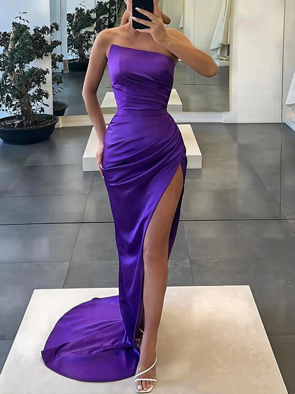 LTP1566,Pretty Mermaid Purple Black Girls Slay Elegant Evening Modest Long Prom Dresses