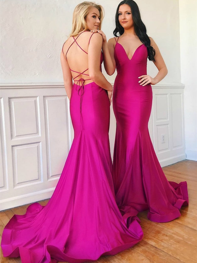 LTP0884,Hot pink mermaid long prom dress cross back women fashion prom dresses