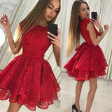 LTP0493,Cute Red Homecoming Dresses Lace Graduation Dress